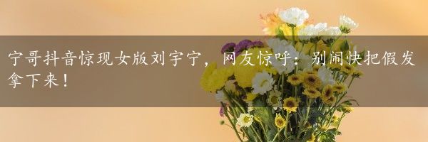 宁哥抖音惊现女版刘宇宁，网友惊呼：别闹快把假发拿下来！