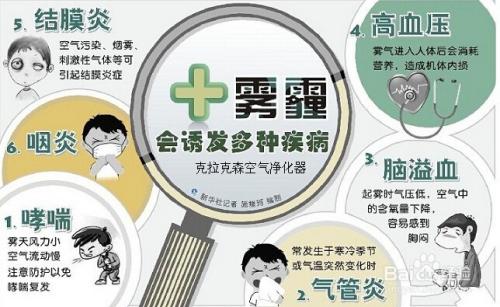 雾霾的危害：影响呼吸和心血管系统，损害皮肤