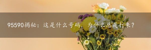 95590揭秘：这是什么号码，为什么总是打来？