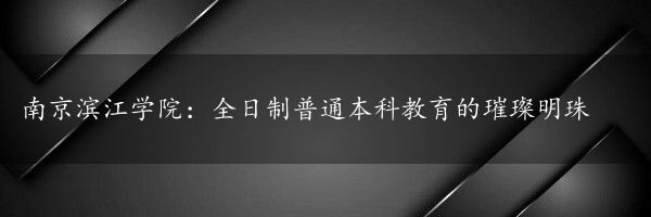 南京滨江学院：全日制普通本科教育的璀璨明珠