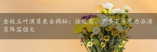 金枝玉叶演员表全揭秘：徐俊英、尹多英等实力派演员阵容强大