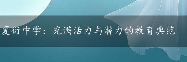 夏衍中学：充满活力与潜力的教育典范